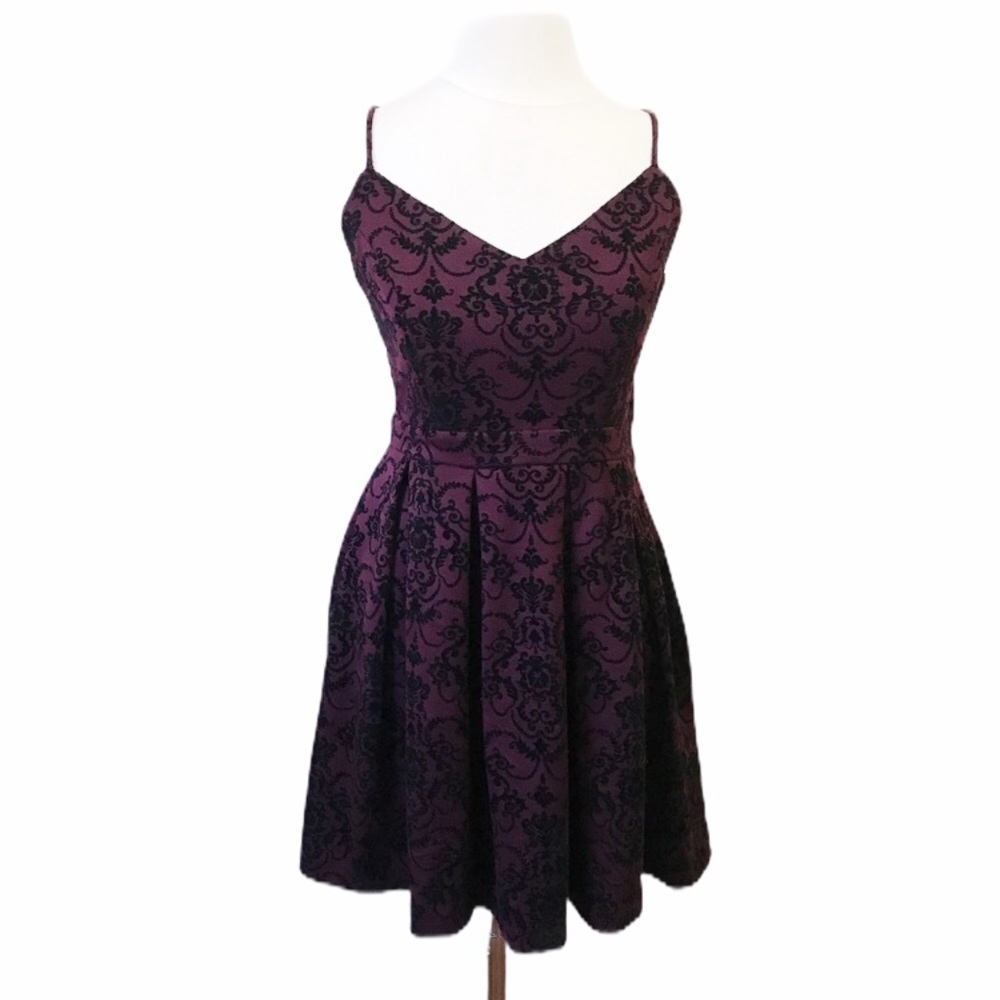 Ixia Burgundy Fit & Flare Open Back Mini Dress